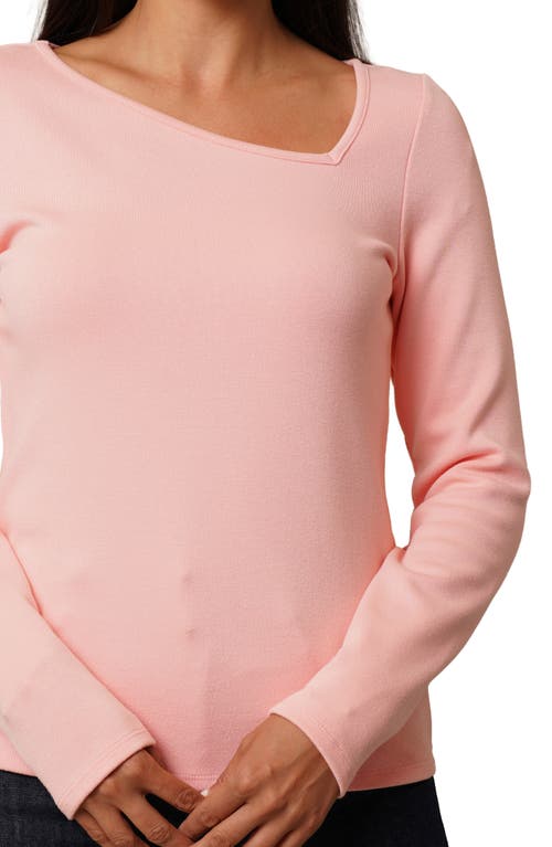 Cyrus Asymmetric Neck Long Sleeve Top In Pink