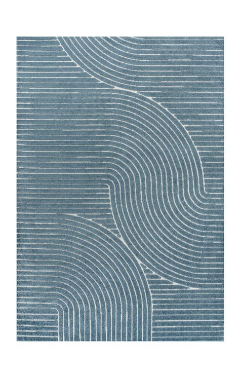 Hallie High-Low Minimalist Curve Geometric Area Rug