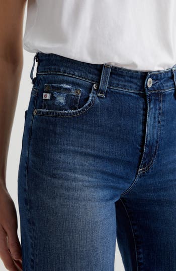 Saige Paneled Raw Hem Ankle Wide Leg Jeans