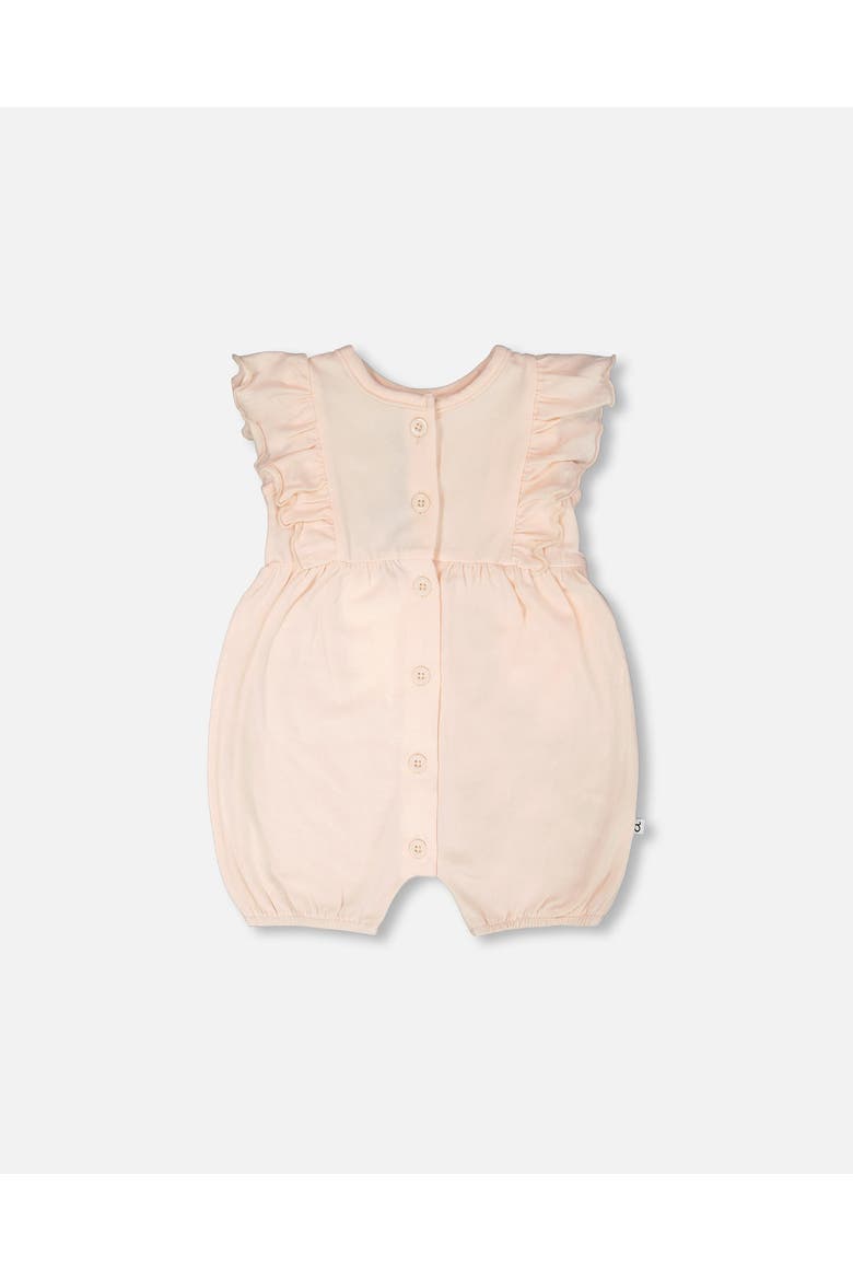 Organic Cotton Jersey Romper with Frills, Main, color, Peach