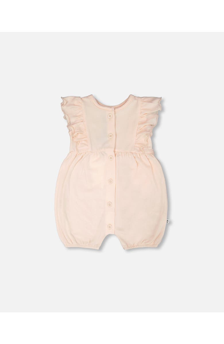 Deux par Deux Organic Cotton Jersey Romper with Frills, Main, color, Peach