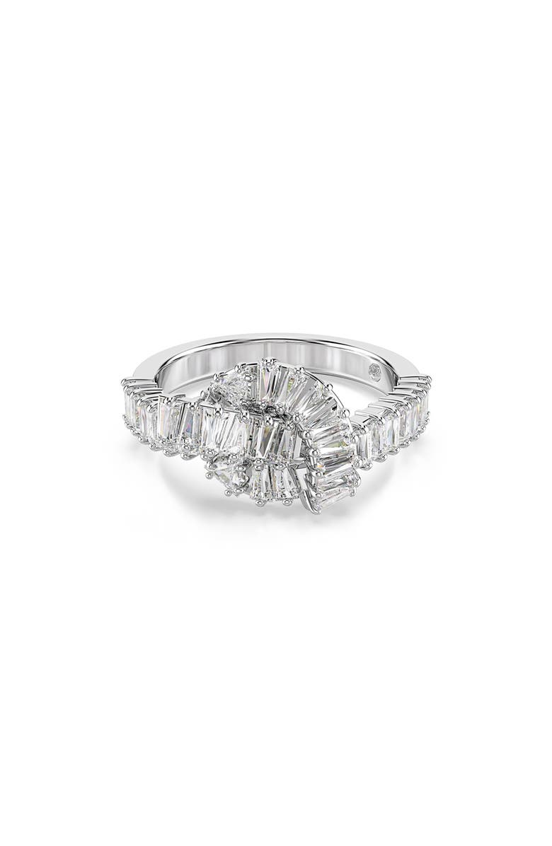 Swarovski Matrix Knot Ring, Main, color, Rhodium/ White