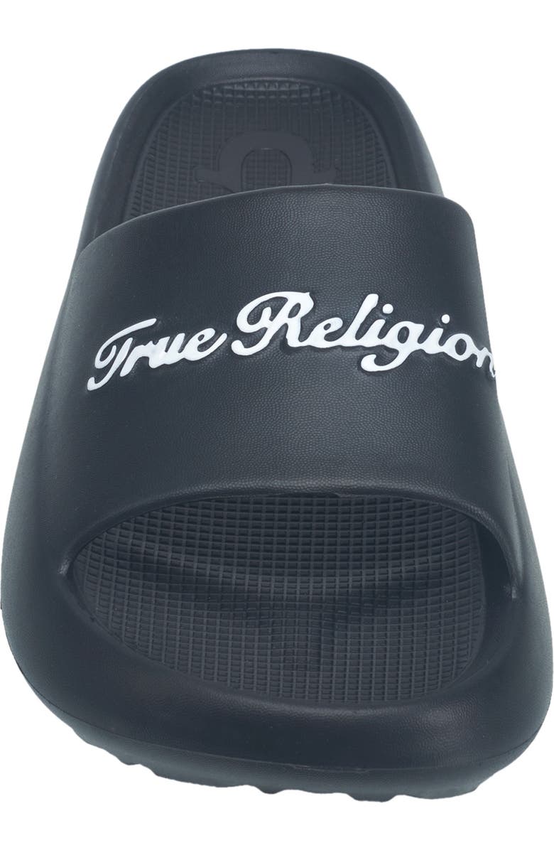True Religion Foxy Logo Slide, Alternate, color, Black