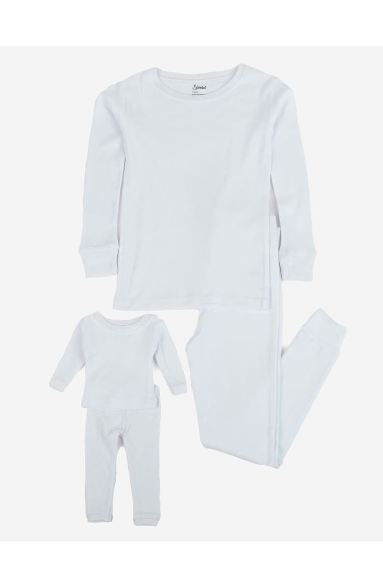Leveret Girls 2-pc. Cotton Pajamas with Matching Doll Accessory -  Holiday Prints/Solids, Main, color, White