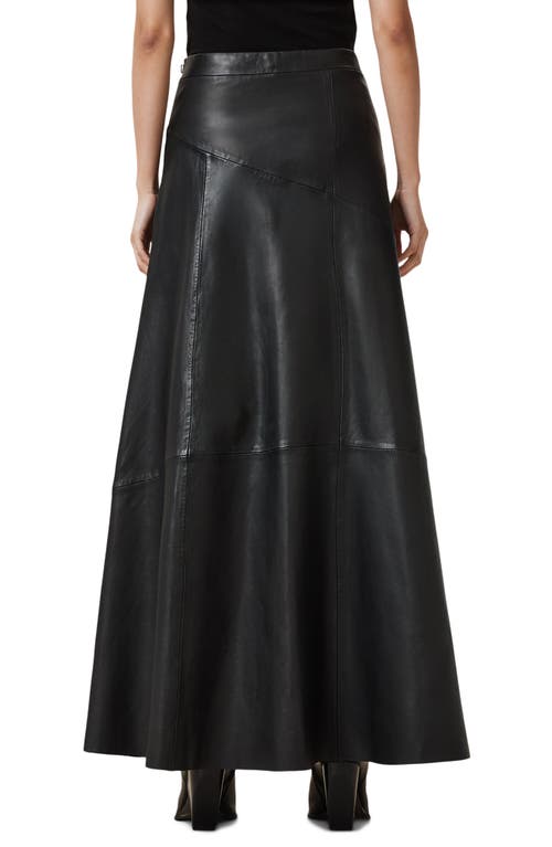 Allsaints Giana Maxi Leather Skirt In Black