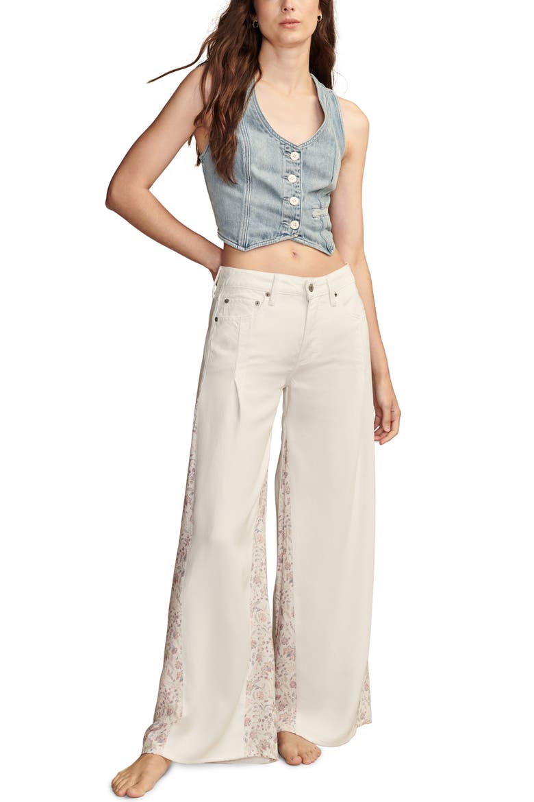 Floral Inset Palazzo Jeans, Alternate, color, SWEET SPRING