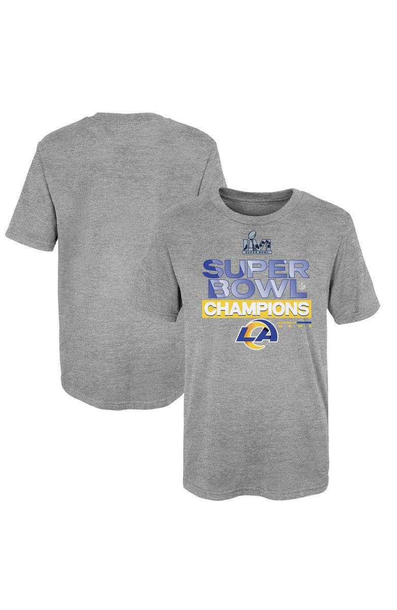 FANATICS Preschool Fanatics Branded Heathered Gray Los Angeles Rams Super Bowl LVI Champions Locker Room Trophy Collection T-Shirt, Main, color, 
