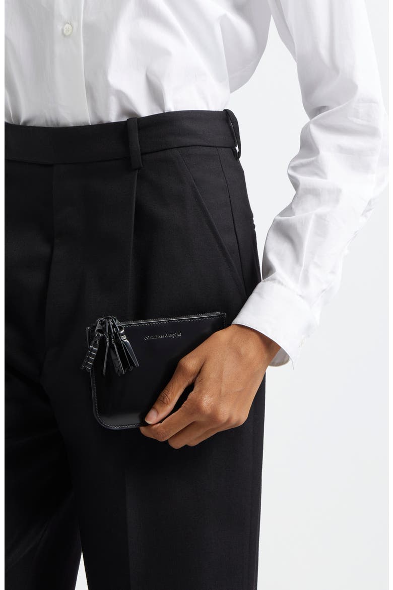 Small Zipper Medley Leather Pouch, Alternate, color, BLACK