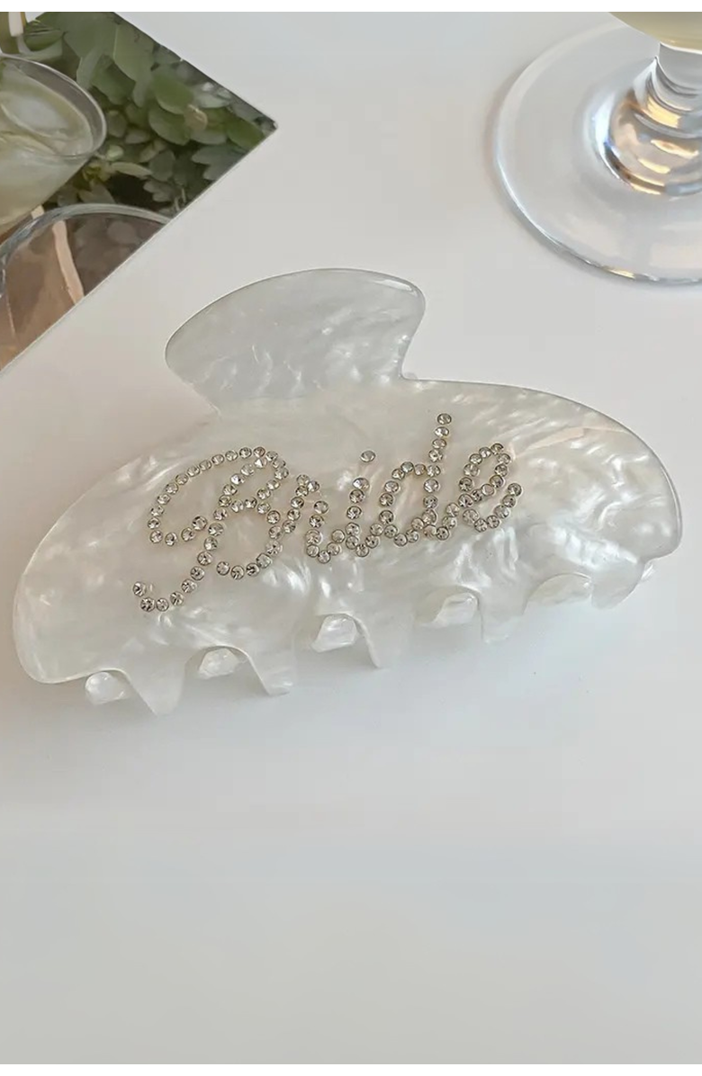 Untamed Petals BRIDE Crystal Claw Clip, Main, color, White