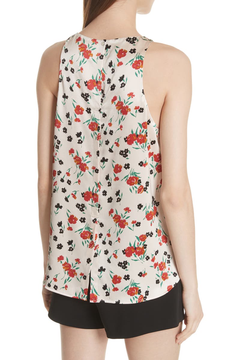 A.L.C. Ansie Floral Print Stretch Silk Top, Alternate, color,