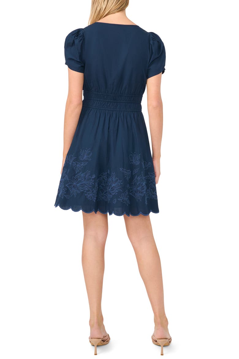 Floral Embroidered Puff Sleeve Dress, Alternate, color, CLASSIC NAVY