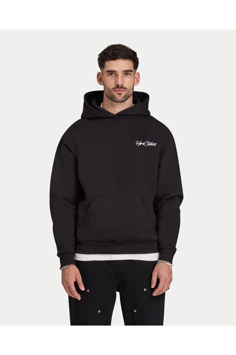 Script Heavyweight Oversized Hoodie, Main, color, Black