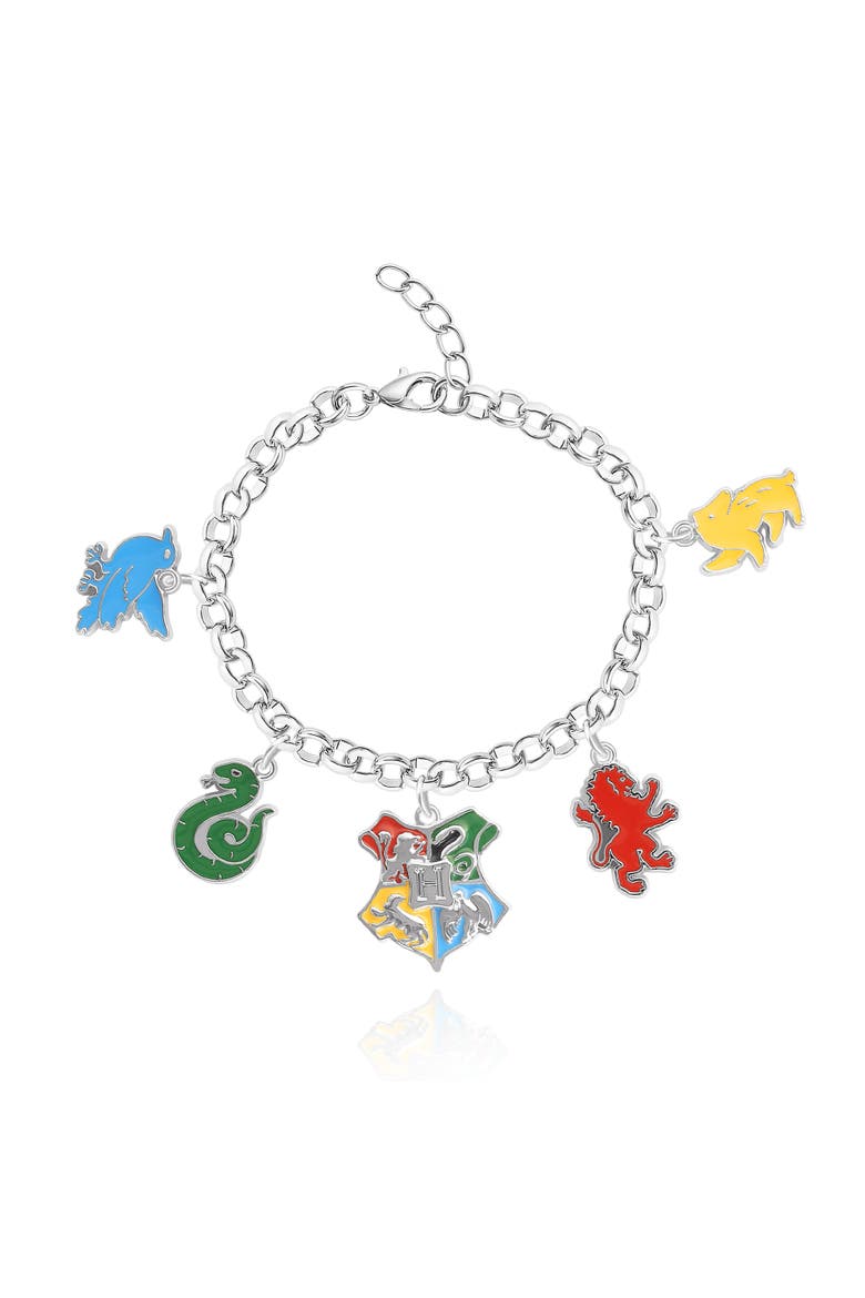 Charm Bracelet with 5 Hogwarts House Charms, 7"+1", Main, color, Multi