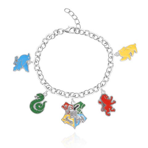 Charm Bracelet with 5 Hogwarts House Charms, 7"+1"