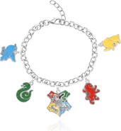 HARRY POTTER Charm Bracelet with 5 Hogwarts House Charms, 7"+1"