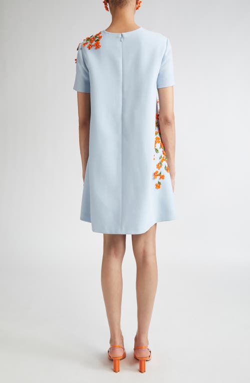 Carolina Herrera Floral Appliqué Crepe Minidress In Blue