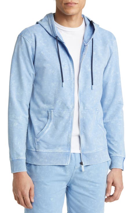 Acid Wash Zip Front Fleece Hoodie