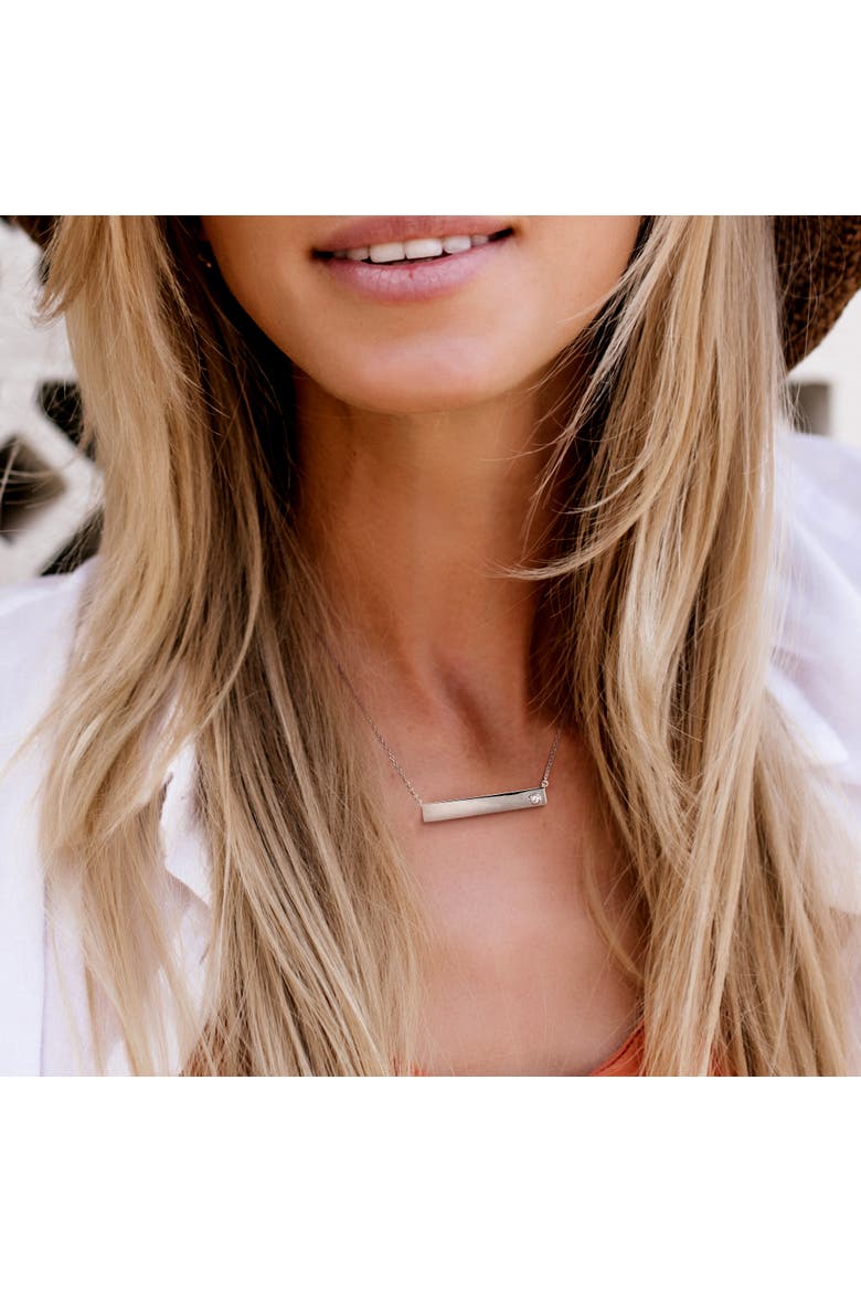 White Sapphire Linear Necklace Sterling Silver, Alternate, color, Sterling Silver