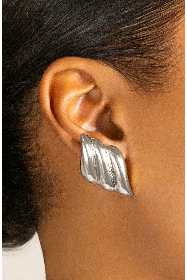 Wing Stud Earrings, Alternate, color, SILVER