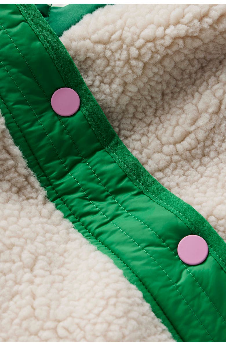 Mini Boden Kids' Mixed Media Hooded Jacket, Alternate, color, Rich Emerald Giant Daisy