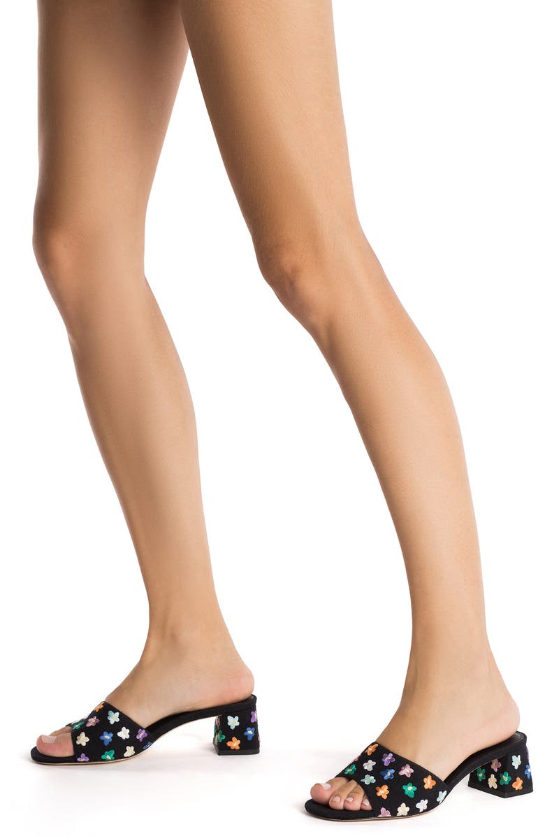 Larroudé Brigitte Flower Embroidered Mule, Alternate, color,
