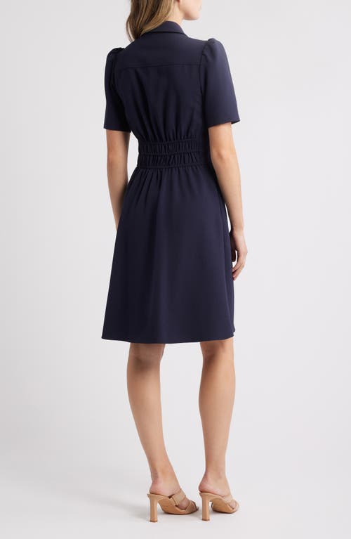 Eliza J Puff Sleeve Shirtdress In Navy