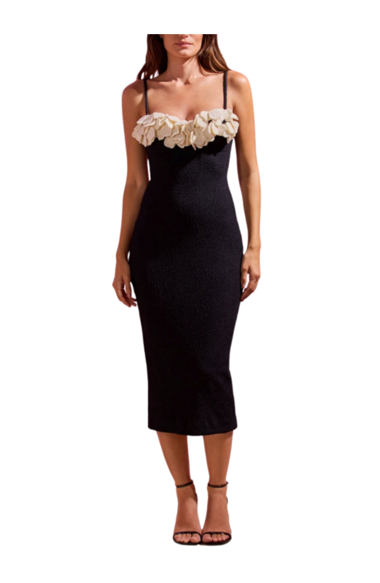 PatBO Breeze Jacquard Colorblock Midi Dress, Main, color, Black