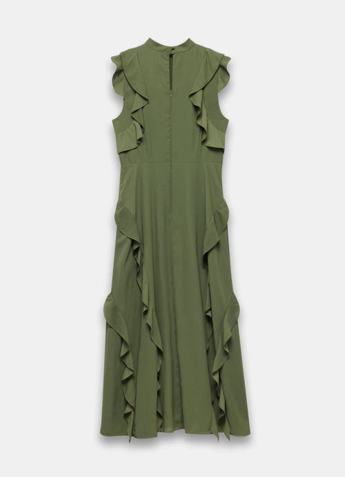 Mint Velvet High Neck Ruffle Maxi Dress In Green