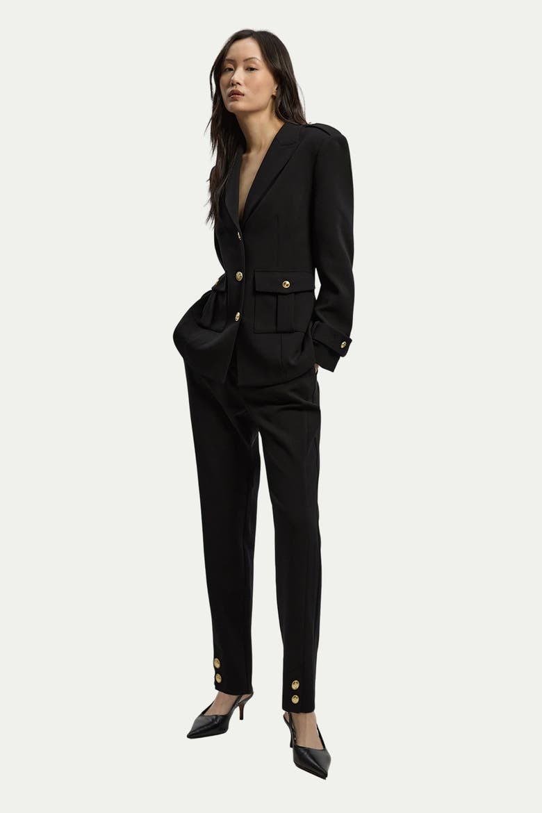 Military Straight Leg Trousers, Alternate, color, Black