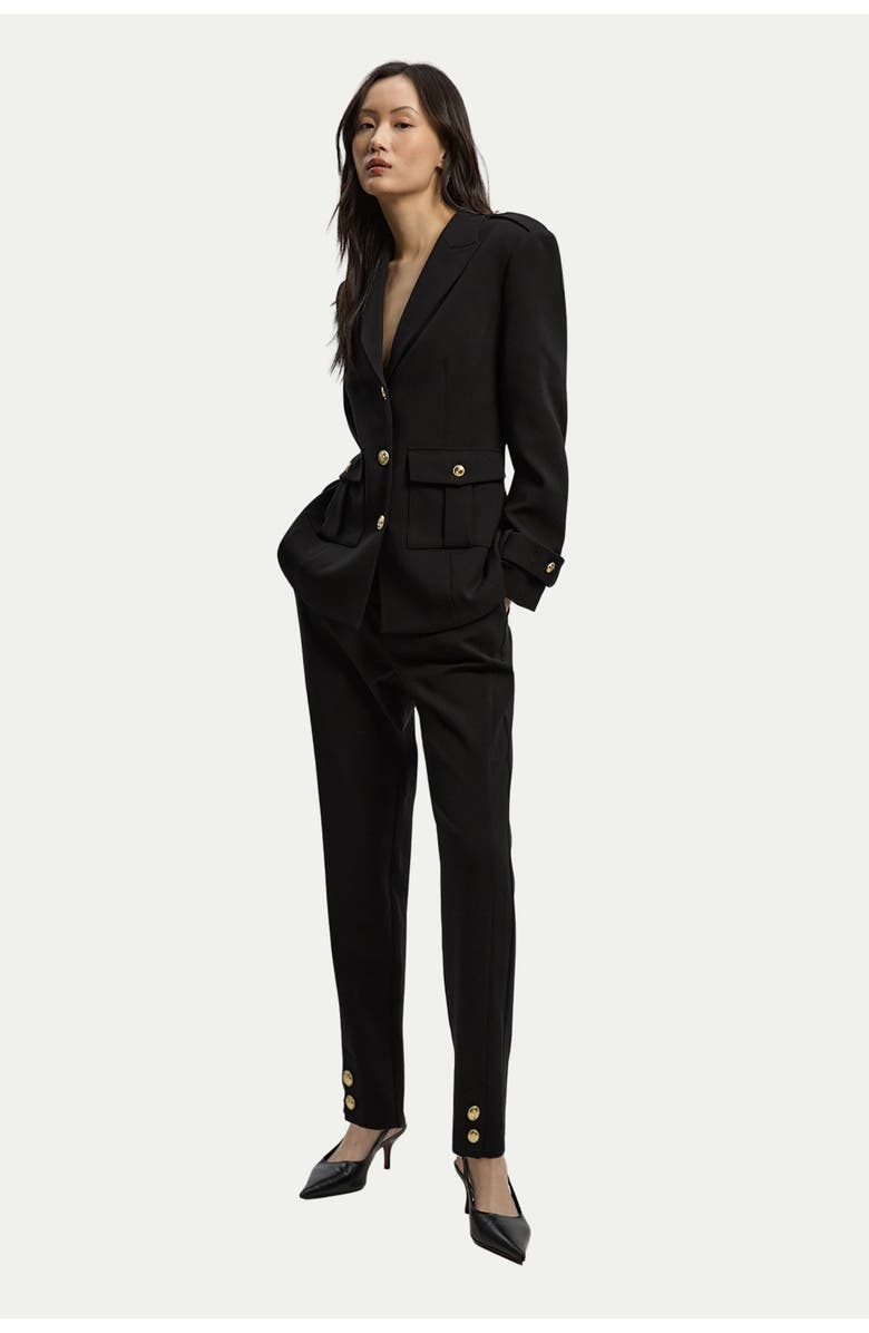 Karen Millen Military Straight Leg Trousers, Alternate, color, Black