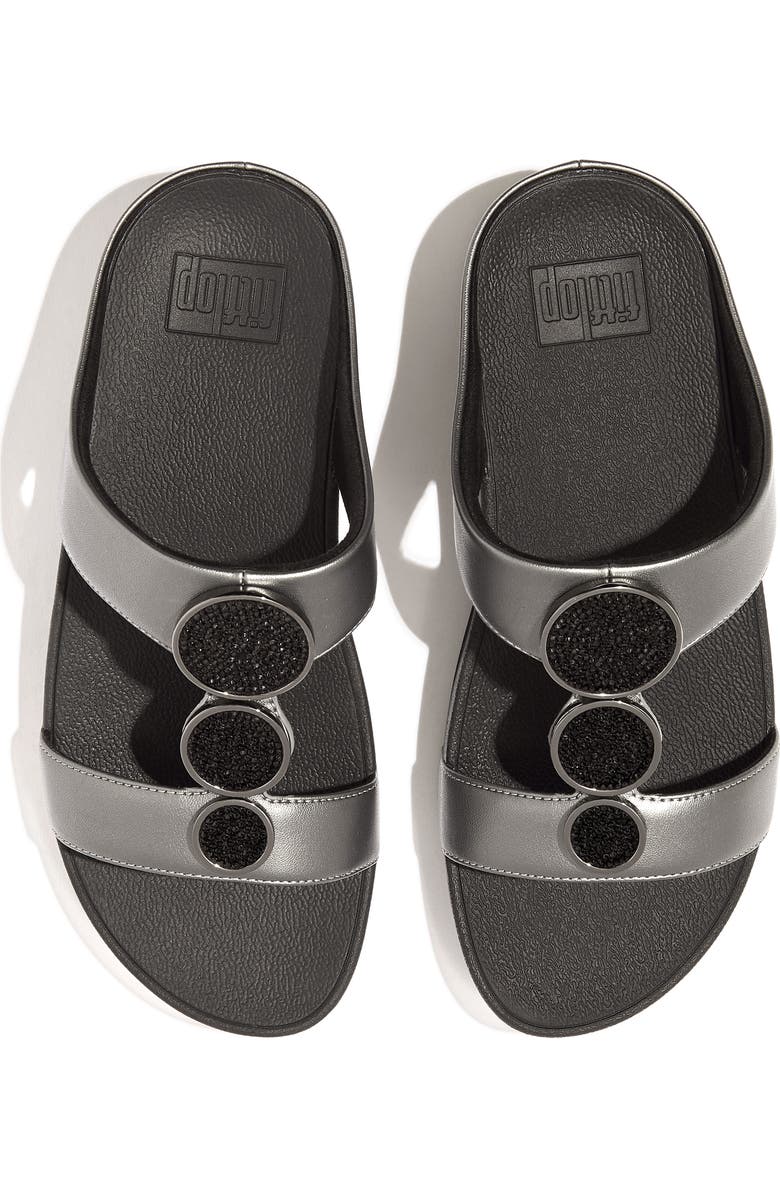 FitFlop Halo Rhinestone Pavé Wedge Sandal, Alternate, color, Pewter Black