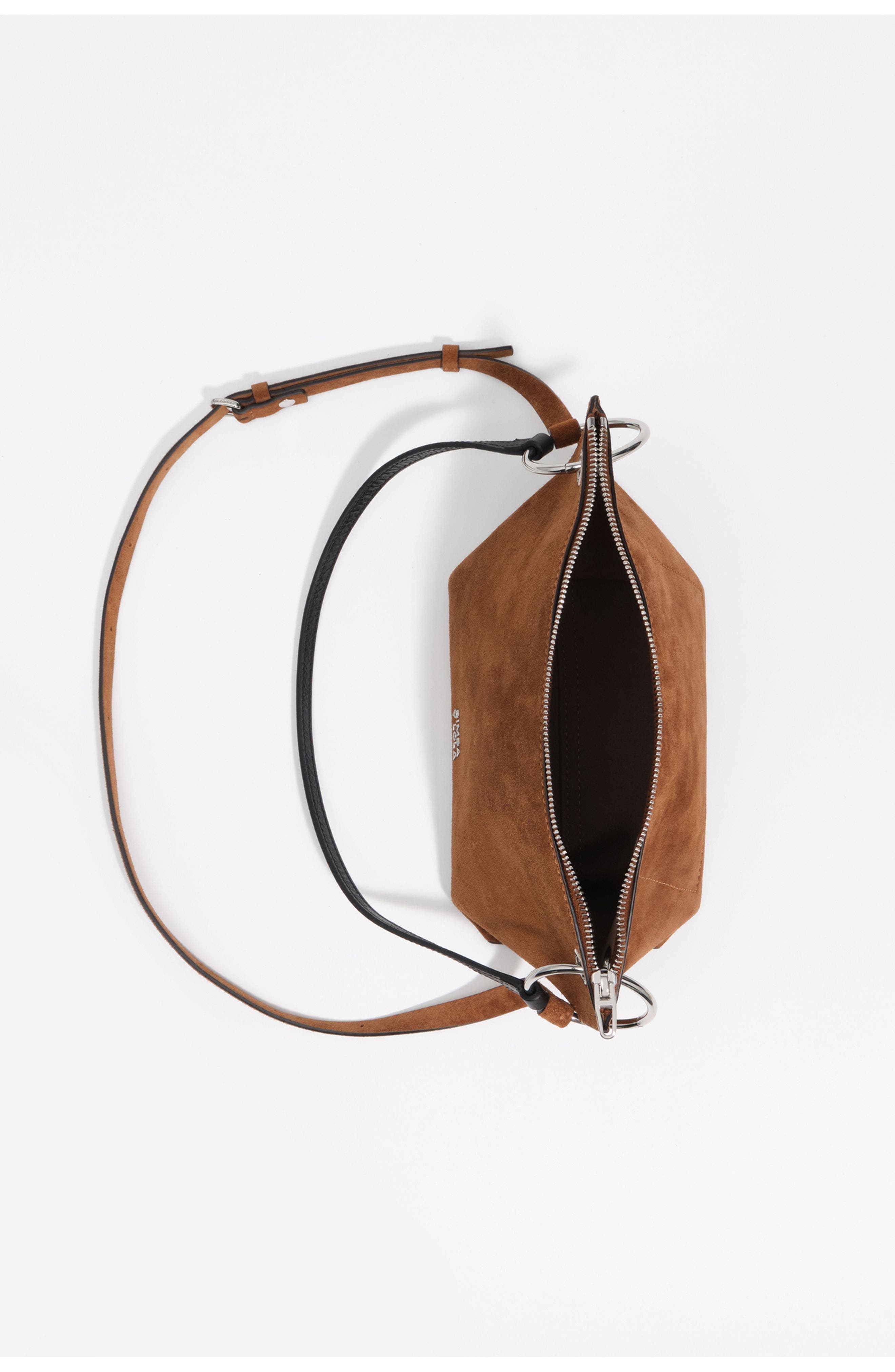 Medium Suede Trapecio Bag, Alternate, color, TOBACCO