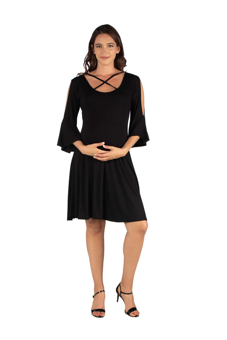 Maternity Knee Length Cold Shoulder Dress, Main, color, Black