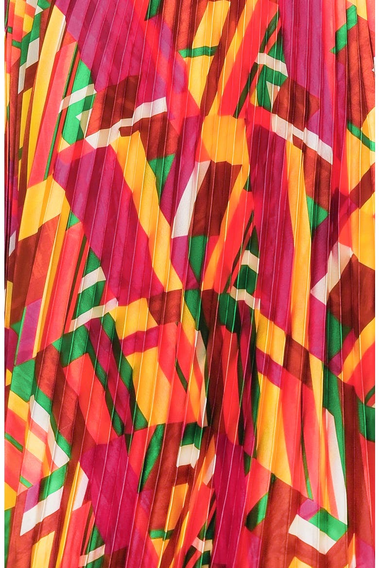 Print Midi Dress, Alternate, color, BROWN/ FUCHSIA/ GREEN