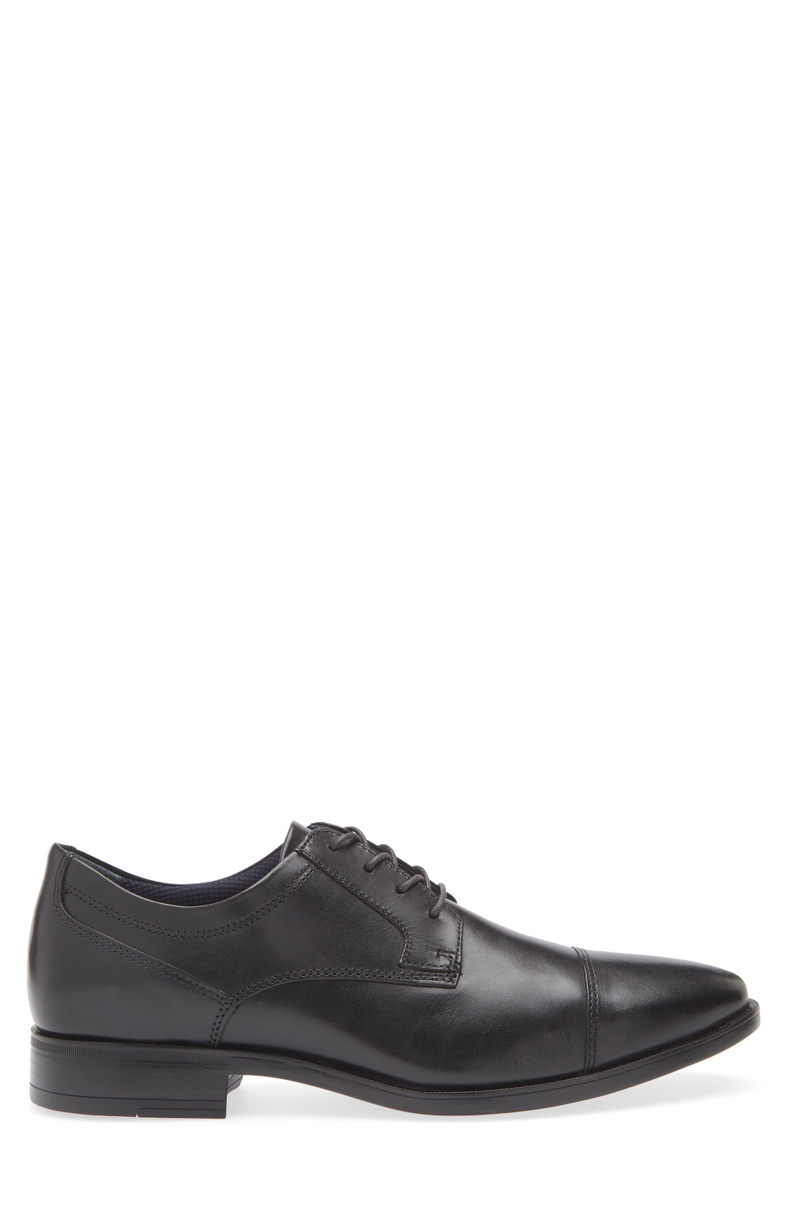 Johnston & Murphy Landon Cap Toe, Alternate, color, Black Full Grain