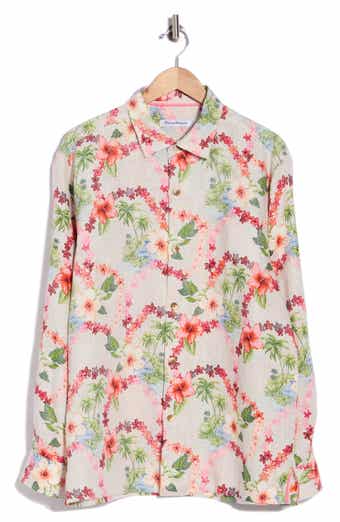 Lei-Z Days Floral Linen Long Sleeve Button Up Shirt