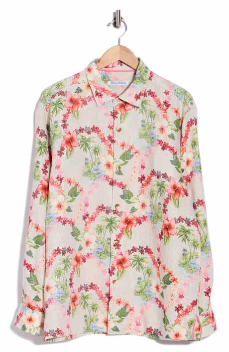 Lei-Z Days Floral Linen Long Sleeve Button Up Shirt