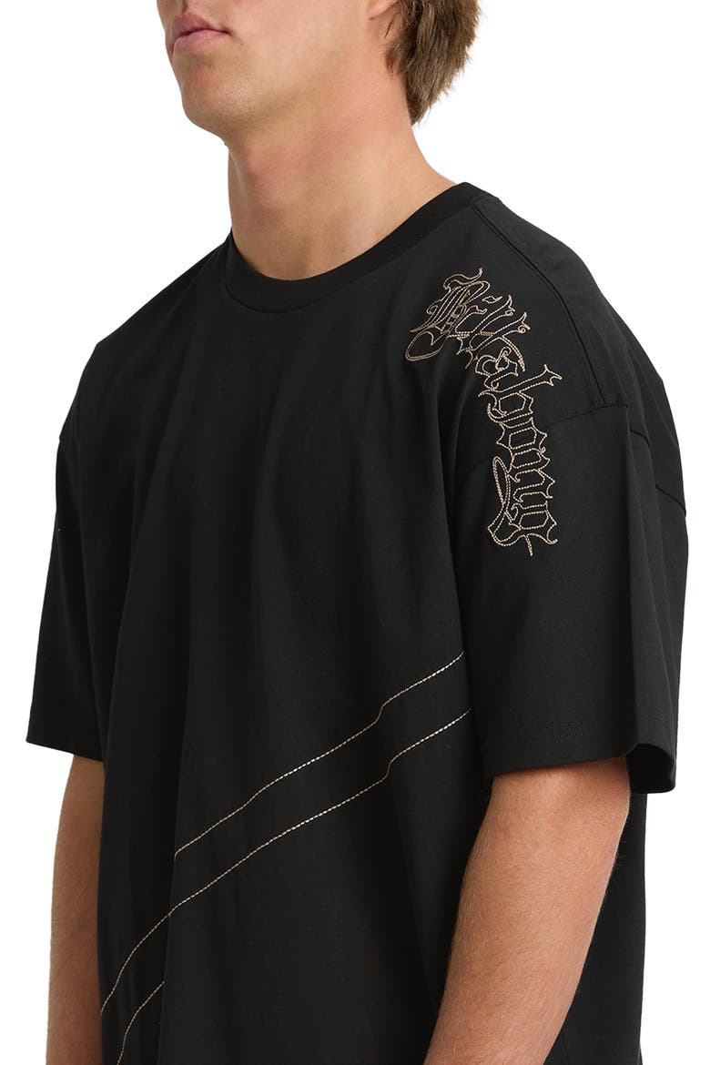 Immortal Blast Oversize Embroidered Cotton T-Shirt, Alternate, color, BLACK