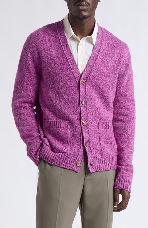 Butterly Appliqué Wool Mouliné Cardigan