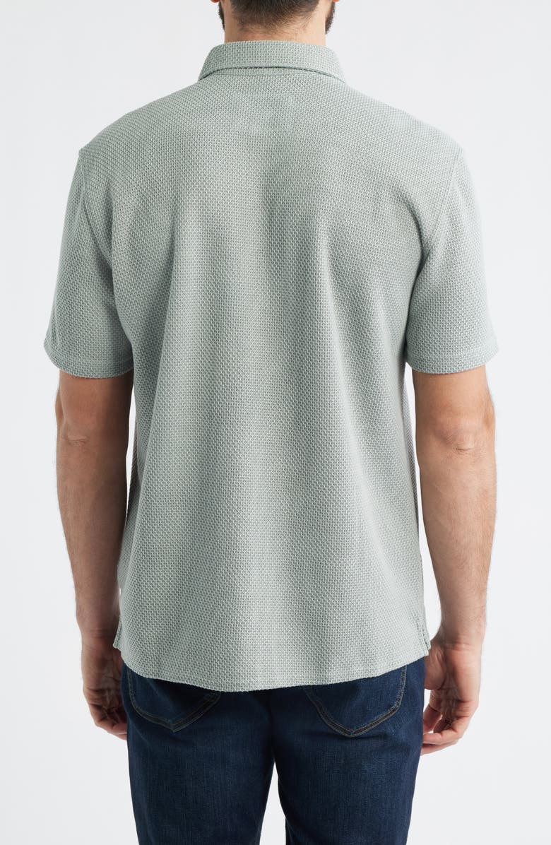 Johnston & Murphy Linden Textured Short Sleeve Button-Up Shirt, Alternate, color, Sage