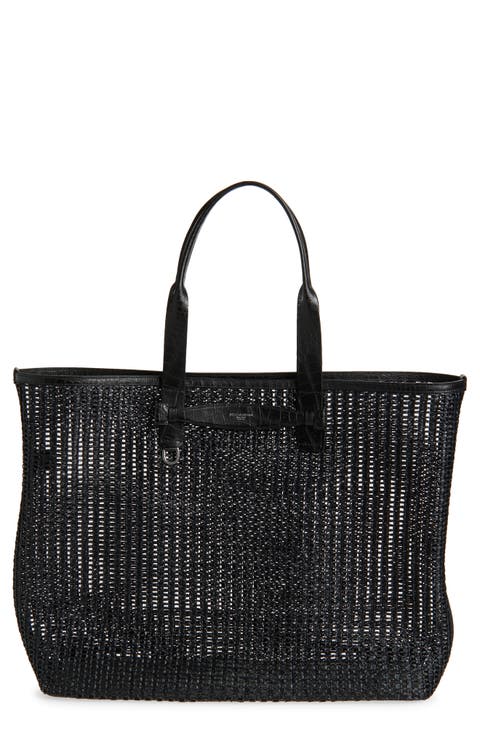 Adamo Woven Mesh & Leather Shopper