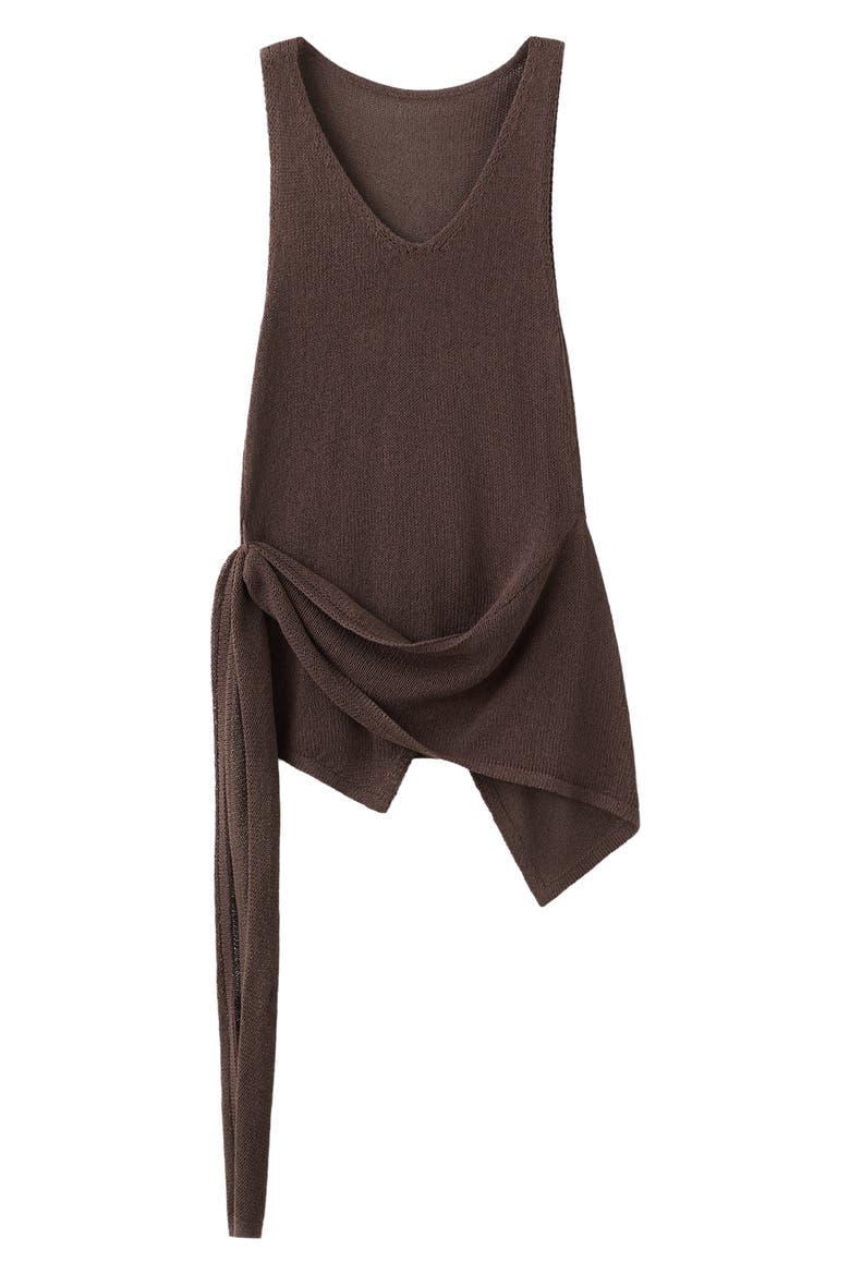 Asymmetric Drape Sash Knit Top, Alternate, color, CHOCOLATE