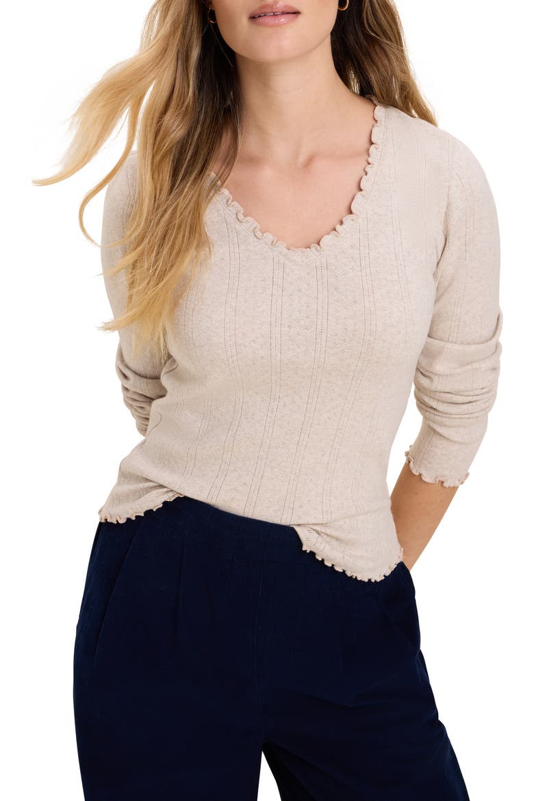 Cleo Cotton Pointelle Top, Main, color, OATMEAL