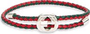 Gucci Web Braided Leather Bracelet