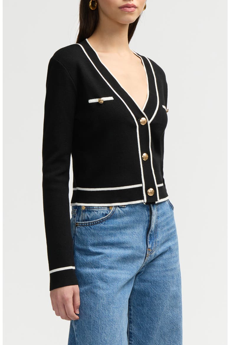 Stripe Crop Cardigan, Alternate, color, BLACK/ WHITE
