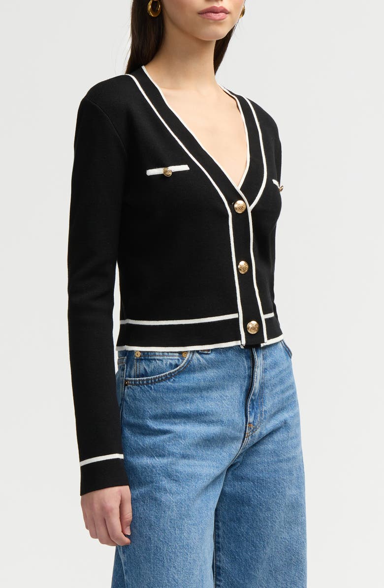 NVLT Stripe Crop Cardigan, Alternate, color, Black/ White