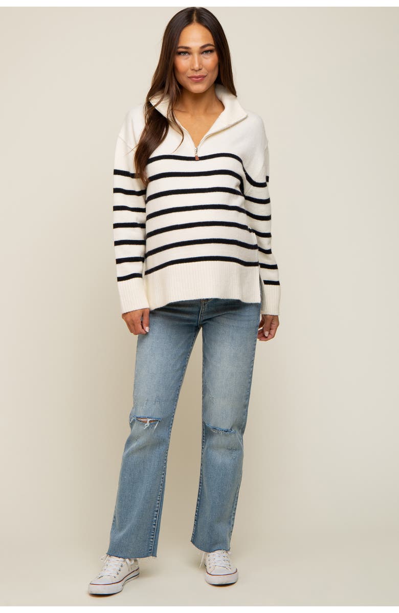 PinkBlush Striped Half Zip Sweater, Alternate, color, 