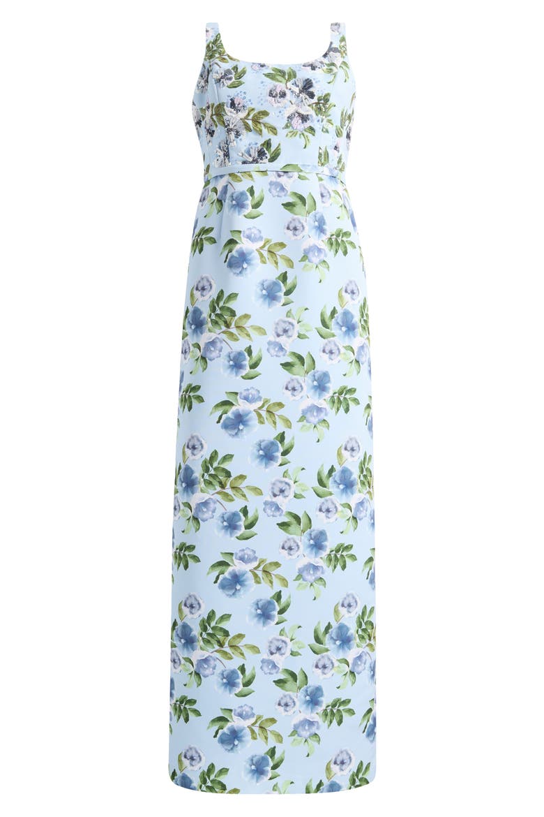 Lana Sequin Detail Floral Pencil Gown, Alternate, color, SKY BLUE MORNING GLORY