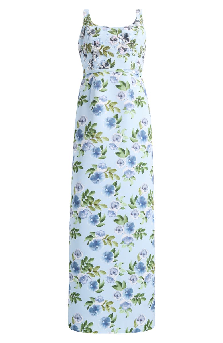 SACHIN BABI Lana Sequin Detail Floral Pencil Gown, Main, color, Sky Blue Morning Glory