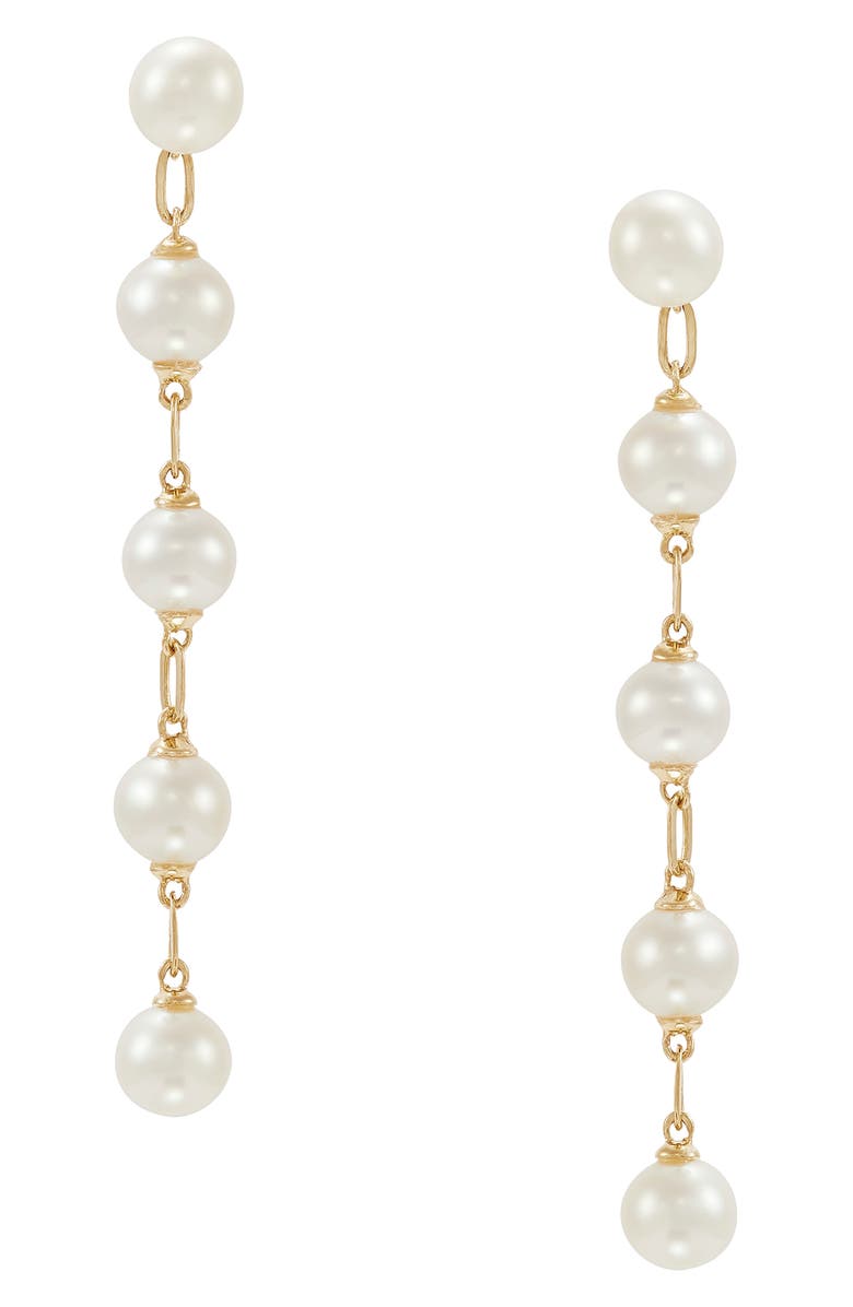 Frankie & Zoe Freshwater Pearl Linear Drop Earrings, Alternate, color, Yellow Gold